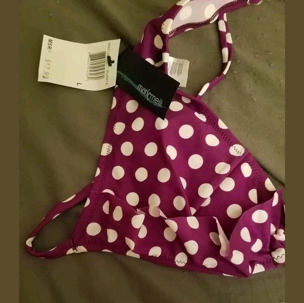 Marie Meili Halter Ruffle Triangle Bikini Top - Picture 2 of 3